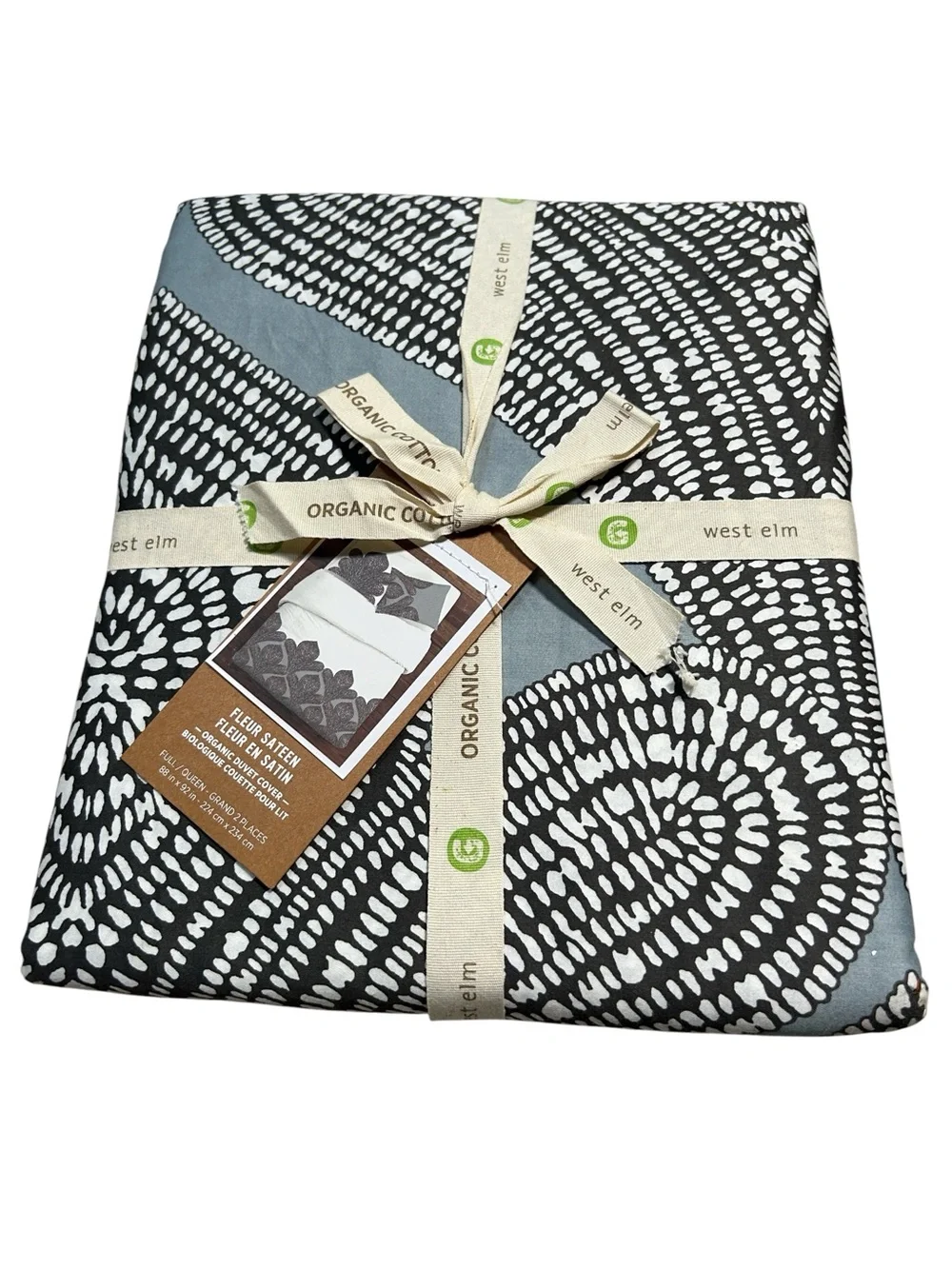 West Elm Fleur Organic Cotton Sateen Duvet Cover Full Queen NWT
